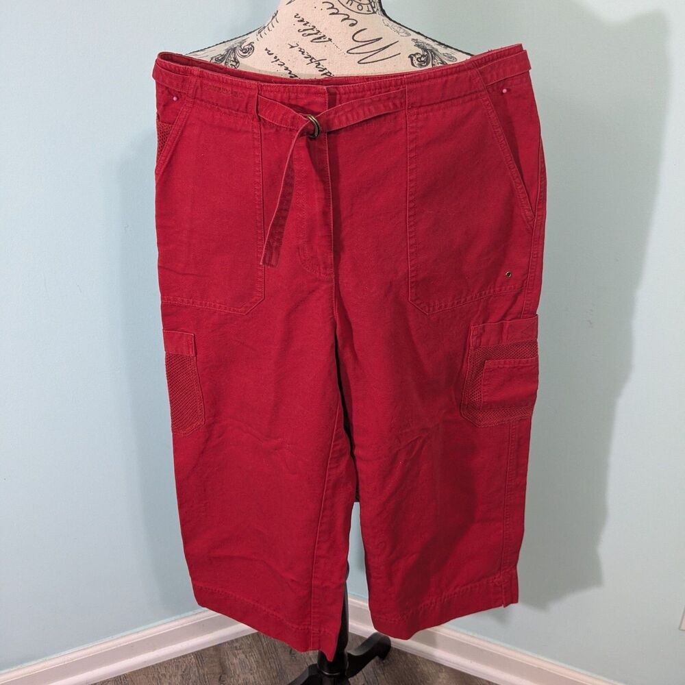 Lauren Ralph Lauren Belted Carfo Capri Pants Red Cotton Women’s 10